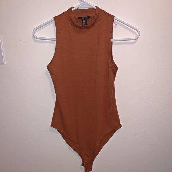 Forever 21 Rust Mock Neck Sleeveless Bodysuit - Picture 2 of 3